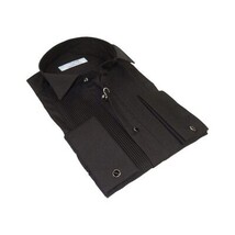 Men CEREMONIA Tuxedo Shirt 100% Cotton Turkey #CVS 15 ATP Black Wing Tip Pleated image 7