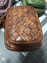 New Genicci Cognac U-Corby  Genuine Leather Crossbody Sling Bag 2 Compar... - $59.37