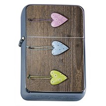 Cute Hearts Flip Top Oil Lighter Em1 Smoking Cigarette Silver Case Included - £7.19 GBP