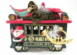 Vintage Wooden San Francisco Cable Car Trolley Christmas Tree Ornament - £10.47 GBP