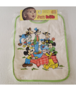 Vintage 1972 Baby Bib Plastic &amp; Terry Disney Mickey Minnie &amp; Friends Glenco - £14.69 GBP