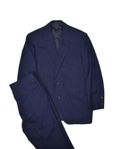 Scabal 2 Piece Suit Mens 38S Navy Pinstripe Jacket &amp; Pants Wool Bespoke ... - £105.63 GBP
