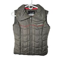 O'Neill Women's Quilted Vest Jacket Size Small Brown Red Embellishment - $26.99