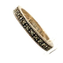 Vintage Sterling Silver Signed Judith Jack Marcasite Eternity Ring Band sz 7 1/4 - $44.55