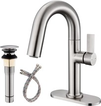 Brushed Nickel Bathroom Sink Faucet，One Handle Bar Sink Faucet With Pop-Up - £49.96 GBP