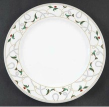 Salad Plate Vintage Holly By Montgomery Ward Silver Gold Red Green - £5.91 GBP