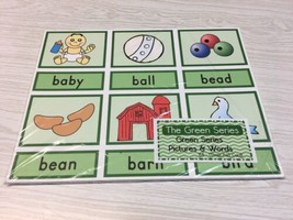 The Green Series - Pictures &amp; Words 84 - (Three Part Card)  Laminated Montessori - £27.69 GBP