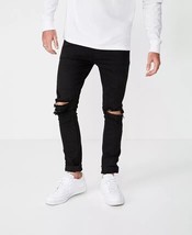 Cotton On Men&#39;s Super Skinny Jeans, JET BLACK BLOW OUT, 34 - £28.48 GBP