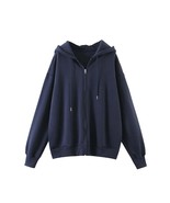 WomenS Y2K Vintage Solid Drawstring Hoodies Zip Up Oversized E-Girl 90S ... - £47.71 GBP