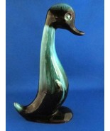 Blue Mountain Pottery BMP Green Black Drip Glaze 11-1/2&quot; Duck Figurine - £11.84 GBP