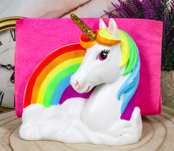 Sacred Pride Golden Horn Rainbow Unicorn On Clouds Paper Napkin Holder Figurine - £20.09 GBP
