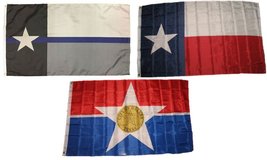 3x5 Wholesale Police Blue &amp; State of Texas &amp; City of Dallas Flag Set PREMIUM Viv - £15.13 GBP
