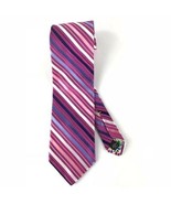 City of London Pink &amp; Blue Diagonal Stripes Men&#39;s Silk Tie - £19.15 GBP