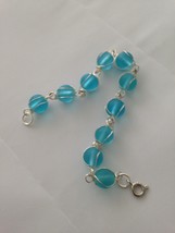 Aqua glass beaded bracelet 7.5&quot; jewelry kissed by the sea - £19.80 GBP