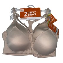 Warner&#39;s Bras Wirefree 34B Beige DEFECTS Front Close Racerback 2 Pack 1012 - £55.77 GBP