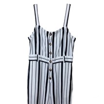 LOFT black white striped jumpsuit wide leg spaghetti straps Sz 4 - £22.55 GBP
