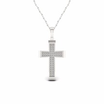 S925 Sterling Silver 0.15Ct TDW Diamond Cross Necklace - £117.83 GBP