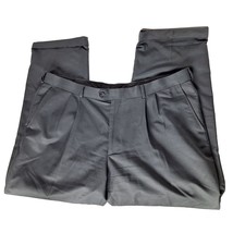 George Men&#39;s Pleated Microfiber Dress Pants Size 42 X 32 Solid Dark Gray - £26.70 GBP
