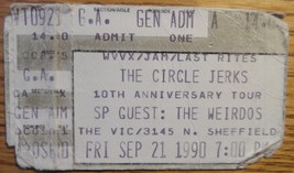 The Circle Jerks 1990 Vintage Ticket Stub At The Vic Chicago With The We... - $6.49