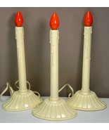 3 Vintage Plastic Window Single Candolier Christmas Candle Wax Drip Oran... - £14.15 GBP