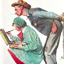 Father Observes Artist Norman Rockwell 1979 Print From Memory Vtg Repro ... - $19.99