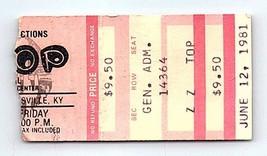 ZZ TOP Biglietto Del Concerto 12 Giugno 1981 Louisville Kentucky - $49.49