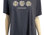 Life Is Good Women&#39;s V-Neck Crusher Tee Shirt Blue 3 Daisies NWT - $24.69