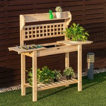 Garden Potting Bench Workstation Table Sliding Tabletop Sink Shelves Out... - £131.74 GBP