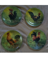 Set Of 4 Rooster Themed Decorative Ceramic Collectible Display Plates - £22.06 GBP