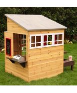 Wooden Playhouse Modern Outdoor Picnic Table Mailbox Outdoor Grill KidKr... - $232.99