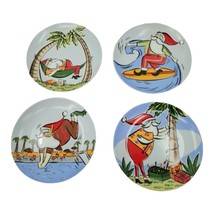 Boston Warehouse Multicolor Porcelain Round Shaped Palm Tree Santa Plates - £31.91 GBP