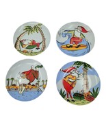 Boston Warehouse Multicolor Porcelain Round Shaped Palm Tree Santa Plates - £31.64 GBP