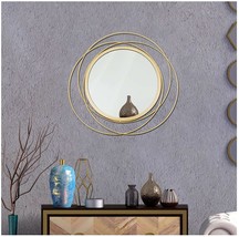 Gold Frame Wall Mirror Modern Hanging Mount Decor Accent Round Metal Boho Small - £28.55 GBP