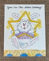 Vintage G Gedeon Anthropomorphic Bunny Rabbit Star Birthday Card Junk Journaling - $3.96