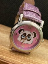 Frenzy New York Girl&#39;s Watch - Cute Panda Face Purple Glitter Band - £8.26 GBP