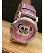Frenzy New York Girl&#39;s Watch - Cute Panda Face Purple Glitter Band - £8.14 GBP