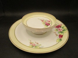 Noritake Morimura Nippon Japan Plate With Dip Dish Attached floral [95n] - £58.14 GBP