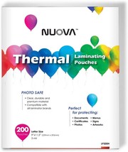 Nuova Premium Thermal Laminating Pouches, 9&quot; x 11.5&quot;/Letter Size/3 mil, ... - £31.92 GBP