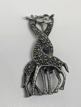 Vintage Sterling Silver 925 Marcasite Giraffe Brooch Pin - £23.72 GBP