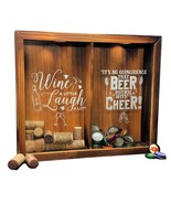 Wine Cork &amp; Beer Cap Holder Shadow Box, Wall Mounted Or Free Standing, W... - £48.58 GBP