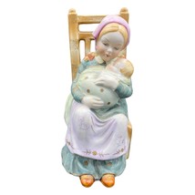 Vintage Shafford Mother Rocking Baby Hand Painted Bisque Porcelain - $29.69