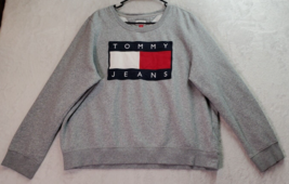 Tommy Hilfiger Sweatshirt Women&#39;s XL Gray Knit Cotton Long Sleeve Logo Crew Neck - £18.45 GBP