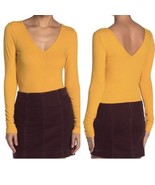 Love Fire Basic Solid Soft Cotton Long Sleeve V-neck Top Mustard Yellow XS - €15,27 EUR