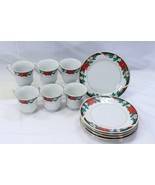 Tienshan Deck the Halls Salad Plates and Cups Christmas Lot of 13  Xmas - $34.29