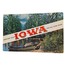 Postcard Greetings From Iowa The Tall Corn State Banner Card Chrome Unposted - £5.34 GBP