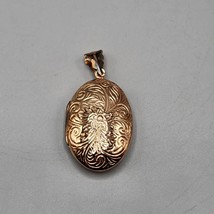 Rose Gold Plated Oval Locket Sterling Silver 925 Engraved Flower Pendant - £30.81 GBP