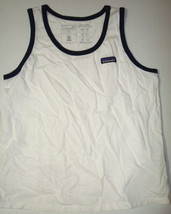 New Womens Patagonia 100% Organic Cotton White Blue Tank Top Logo Medium NWOT - £54.60 GBP