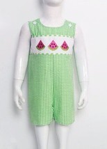 NEW Watermelon Baby Boys Seersucker Boutique Overall Romper Jumpsuit Shortalls - £10.86 GBP