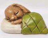 Vtg Small Ceramic Brown Sleepy Bunny Rabbit Figurine Made In Japan  PB162 - $14.99