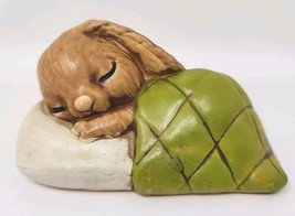 Vtg Small Ceramic Brown Sleepy Bunny Rabbit Figurine Made In Japan  PB162 - $14.99